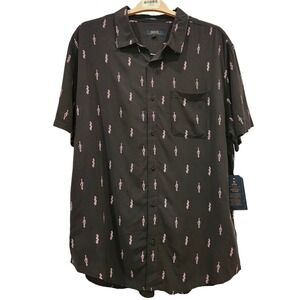 Roark Mens XL Black Short Sleeve Button Up Shirt Snake Print Classic Fit